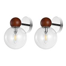Safavieh Rio 2-piece Dark Walnut/Nickel Wall Sconce Set