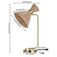 Safavieh Sohma Table Lamp with USB, Brass/Natural, 22.75"H