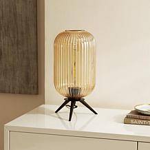 Safavieh Theiss Amber Glass and Black Iron Table Lamp