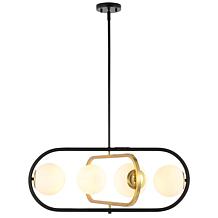 Safavieh Urbana 4-Light Black and Brass Pendant, 26.75"