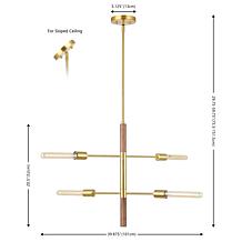 Safavieh Viceroy 40" Brass and Walnut Pendant Light