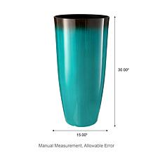 Set of 2 Oversized Gradient Turquoise Faux Ceramic Plastic Planters