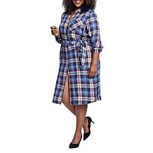 Seven7 Perfect Shirt Plaid Dress - Blue Combo