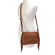 Sharif Legacy Leather Fringe Top Zipper Mini Hobo Crossbody