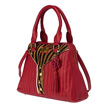 Sharif Legacy Quilted Leather Haircalf Satchel with Keychain