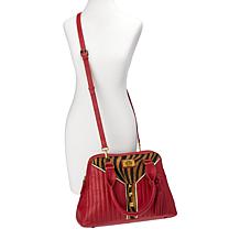 Sharif Legacy Quilted Leather Haircalf Satchel with Keychain