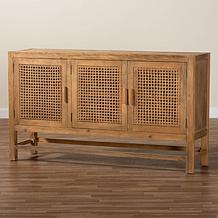 Sibu Rustic Reclaimed Wood and Rattan Cabinet