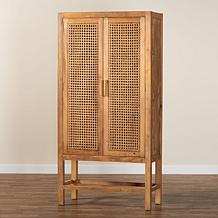 Sibu Rustic Teak Wood and Rattan Cabinet 35.4"W x 16"D x 71"H