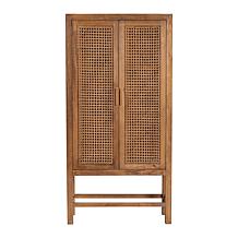 Sibu Rustic Teak Wood and Rattan Cabinet 35.4"W x 16"D x 71"H