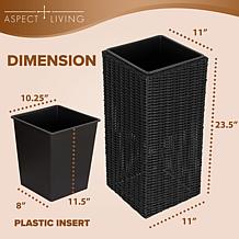 Sierra Square Wicker Planter 2-Pc. Set, Black