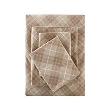 Sleep Philosophy Cozy Flannel Cotton Sheet Set - Tan Plaid -  Full