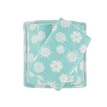 Sleep Philosophy Micro Fleece Sheet Set - Blue Snowflake -  Queen