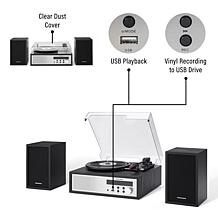 Sloane Record Player With Speakers - Black