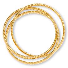 Soave Oro 14K Gold Electroform Interlocking Tubogas Bangles - Set of 3
