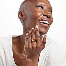 Soave Oro 14K Yellow Gold Electroform Crossover Detail Ring