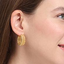 Soave Oro 14K Yellow Gold Electroform Textured Hoop Earrings
