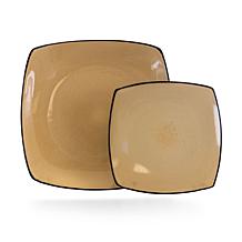Soho Lounge 16pc Dinnerware, Taupe Square Shape Service for 4