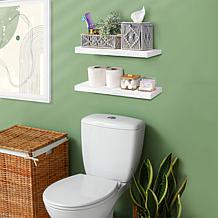 Solid Pine Wood Floating Shelves 2-Pack 16"W x 5.5"L