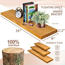 Solid Pine Wood Floating Shelves, 9" x 35", 2-Pack