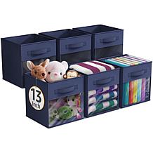 Sorbus 13" Foldable Storage Bin 6-pack with Clear Window