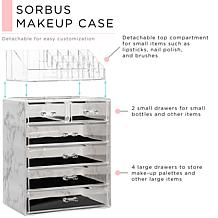 Sorbus Marble Makeup and Jewelry Storage Case with Top Tray