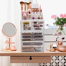 Sorbus X-Large Clear Makeup Organizer Case 4-Piece Set with 9 Drawers