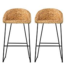 Southern Enterprises Aprille Water Hyacinth Bar Stools 2pc Set