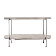 Southern Enterprises Blenheim Round Faux Marble Cocktail - Chrome