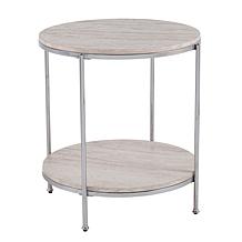 Southern Enterprises Blenheim Round Faux Marble End Table - Chrome