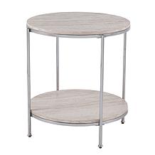 Southern Enterprises Blenheim Round Faux Marble End Table - Chrome