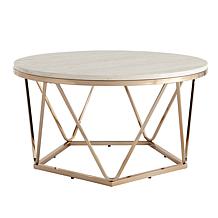 Southern Enterprises Jennly Round Faux Marble End Table - Champagne