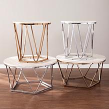 Southern Enterprises Jennly Round Faux Marble End Table - Champagne