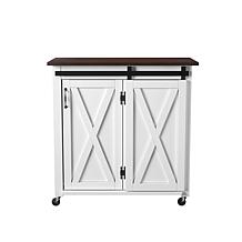 Southern Enterprises Mikkeli Barn Door Kitchen Cart