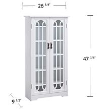 Southern Enterprises White Display Cabinet w/ Windowpane Glass Doors