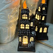 Spooky Lane Haunted House Swirling Glitter Candle 