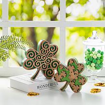 St. Patrick's Wooden Shamrock Table Decor 2-piece Set