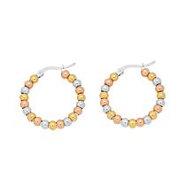 Stately Steel Beaded Hoop Earrings