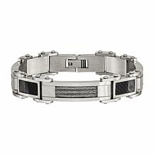 Stately Steel Black Carbon Fiber Inlay Bracelet