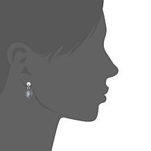 Stately Steel Black Glass Teardrop Earrings