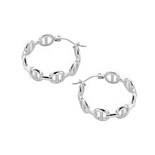 Stately Steel Buckle Hoop Earrings