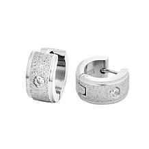Stately Steel Cubic Zirconia Sandy Huggie Earrings