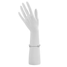 Stately Steel Cubic Zirconia Shackle Bar Cuff-Style Bangle Bracelet