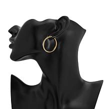 Stately Steel Cubic Zirconia Single-Row Big Hoop Earrings