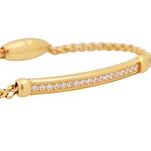 Stately Steel Cubic Zirconia Wheat-Link Bracelet