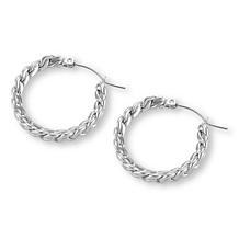 Stately Steel Curban Chain Hoop Earrings