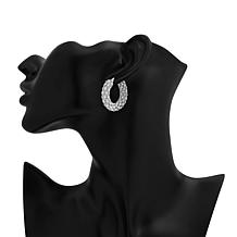 Stately Steel CZ Embellished Hoop Earrings