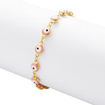 Stately Steel Enamel Evil Eye Chain Bracelet