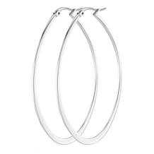 Stately Steel Flat Oval Hoop Earrings