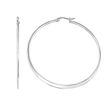 Stately Steel Flat Round Hoop Earrings