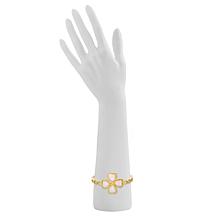 Stately Steel Flower Heart Bangle Bracelet